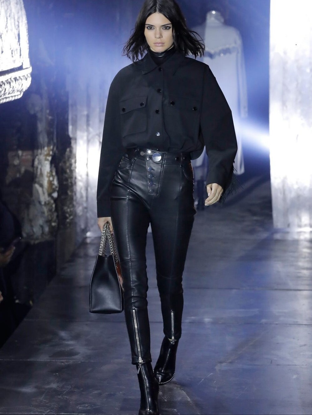Alexander Wang Leather Pants Rocker Silver Button Details